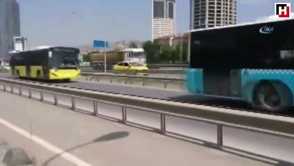 Otoyolda geri geri gidip yürekleri ağza getiren taksici kamerada
