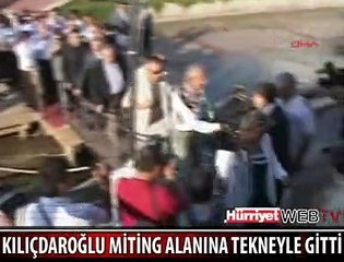 MİTİNG ALANINA TEKNEYLE GİTTİ