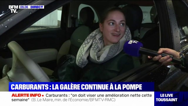 Pénurie de carburants: dans la file d'attente pour faire le plein, cette automobiliste fait sa réunion de travail dans la voiture