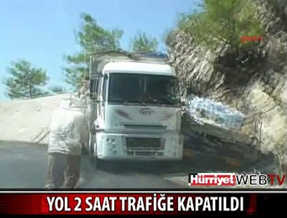 ARI YÜKLÜ KAMYON DEVRİLDİ