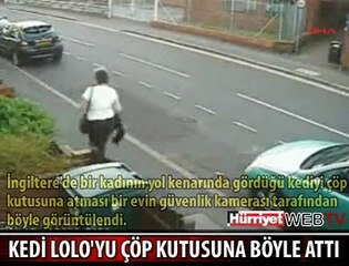 VİCDANSIZ KADIN KEDİYİ ÇÖPE ATTI