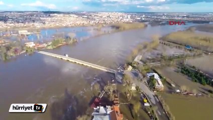 Edirne'deki taşkın helikopterden görüntülendi