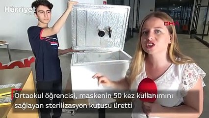 Ortaokul öğrencisi Egemen, maskenin 50 kez kullanımını sağlayan sterilizasyon kutusu üretti
