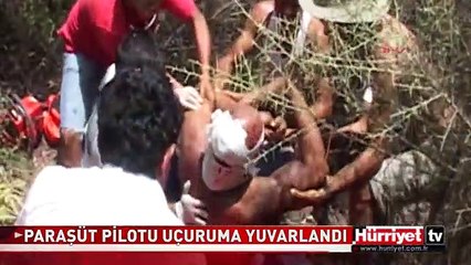 ALANYA'DA PARAŞÜT PİLOTU UÇURUMA YUVARLANDI