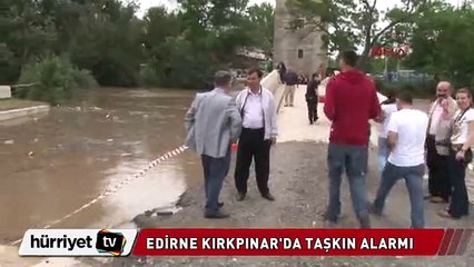 Kırkpınar'da Tunca nehri taştı