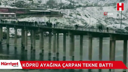 Köprü ayağına çarpan tekne battı