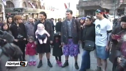 Özgecan Aslan için erkeklerden etekli eylem