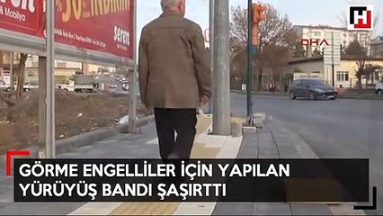 Belediyeden olay yaratan engelli yürüyüş bandı