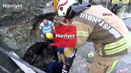 Toprak altında kalan kişiyi itfaiye kurtardı