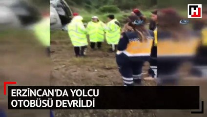 Erzincan'da yolcu otobüsü devrildi