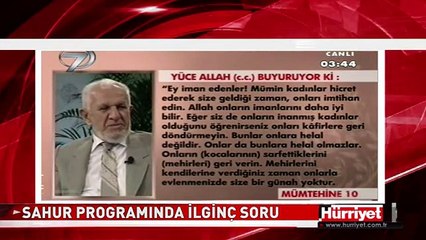 SAHUR PROGRAMINDA EŞCİNSELLİK SORUSU