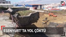 Esenyurt'ta yol çöktü, kamyon yol kenarında askıda kaldı