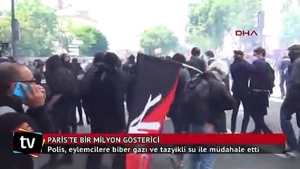 Paris'te polis eylemcilere biber gazı ve tazyikli su ile müdahale etti