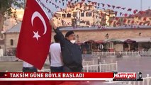 TAKSİM GÜNE YAĞMURLA BAŞLADI