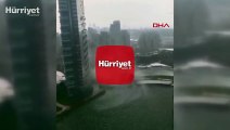 İstanbul'da fırtına sitede hasara neden oldu! O anlar böyle görüntülendi