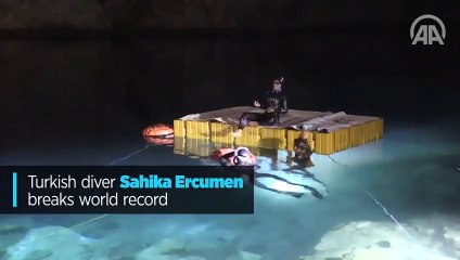 Turkish diver Şahika Ercümen breaks women's free-diving world record