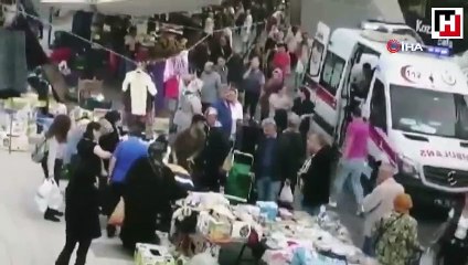 Fren yerine gaza basan sürücü pazara böyle daldı