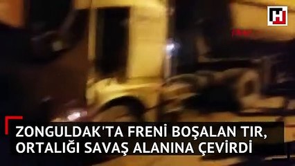 Freni boşalan TIR, ortalığı savaş alanına çevirdi