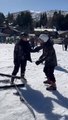 Skier Loses Control and Collides with Another Skier