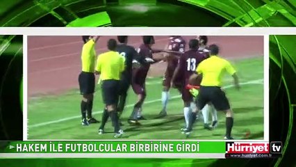 HAKEM FUTBOLCULARI HEM DÖVDÜ HEM DE KIRMIZI KART YAĞDIRDI