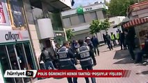 Polis gencin boynuna poşu takıp fotoğrafını çekti