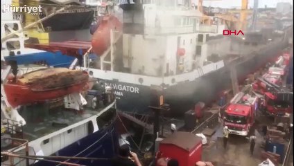 Son dakika haberi: Tuzla'da korkutan gemi yangını