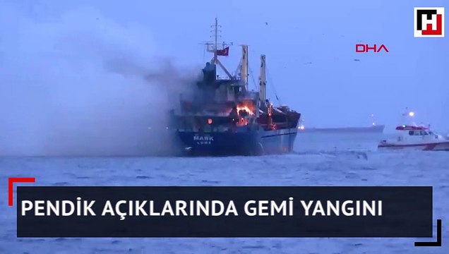 Pendik açıklarında gemi yangını
