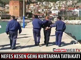 GEMİ KURTARMA TATBİKATI NEFES KESTİ