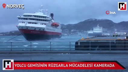 Yolcu gemisinin rüzgarla mücadelesi kamerada