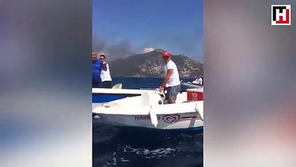 Lüks yat denizin ortasında böyle patlamış