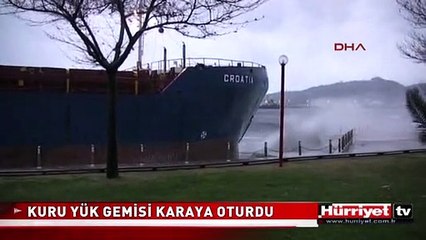 ZONGULDAK'TA KURU YÜK GEMİSİ KARAYA OTURDU