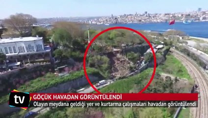 Gülhane Parkı'ndaki göçük havadan görüntülendi