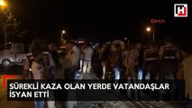 Sürekli kaza olan yolda vatandaşlar isyan etti