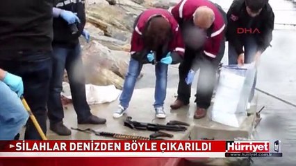 2 SİLAH VE 1 POMPALI TÜFEK DENİZDEN ÇIKARILDI