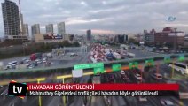 Mahmutbey Gişelerdeki trafik çilesi havadan görüntülendi