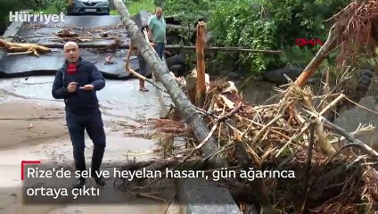Rize'de selin hasarı, gün ağarınca ortaya çıktı