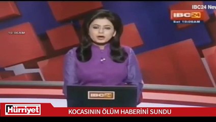 Kocasının ölüm haberini sundu