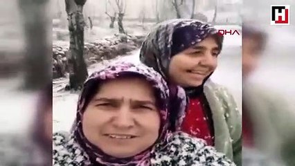 Hataylı kadınların kar sevinci
