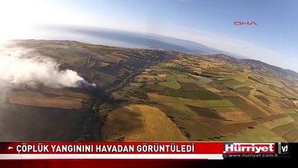 TEKİRDAĞ'DAKİ YANGIN HAVADAN BÖYLE GÖRÜNTÜLENDİ