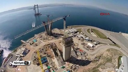 Körfez Geçiş Köprüsü'ndeki son durum havadan görüntülendi
