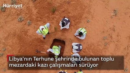 Libya'nın Terhune şehrinde bulunan toplu mezardaki kazı çalışmaları sürüyor