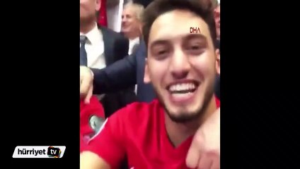 Millilerin soyunma odasındaki coşkusu