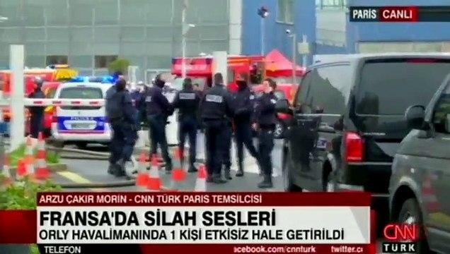 Paris'teki havaalanında silah sesleri