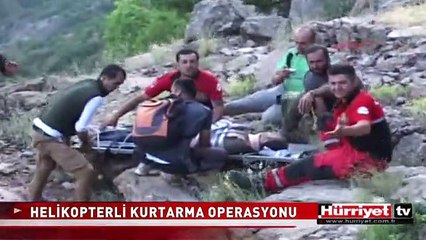 TUNCELİ'DEKİ DAĞCIYI HELİKOPTERLE BÖYLE KURTARDILAR