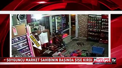 MARKET SAHİBİNİN KAFASINDA ŞİŞE KIRDI