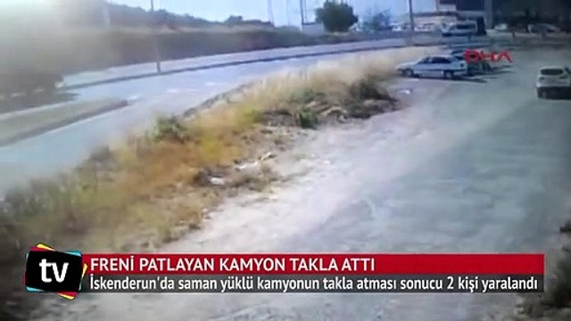 Freni patlayan kamyon takla attı