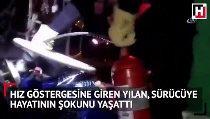 Hız göstergesine giren yılan, sürücüye hayatının şokunu yaşattı