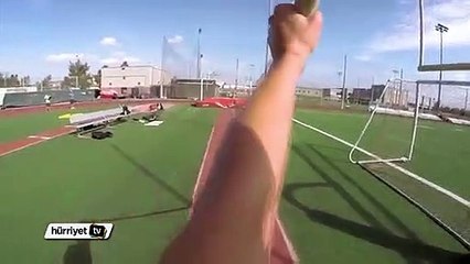 Genç sporcu kendi atlayışını kaydetti