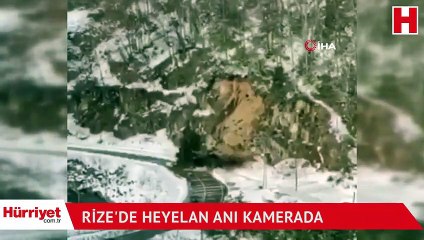 Rize'de heyelan anı kamerada