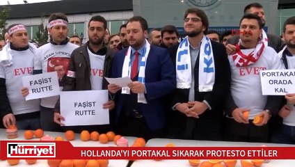 Hollanda'yı portakal sıkarak protesto ettiler